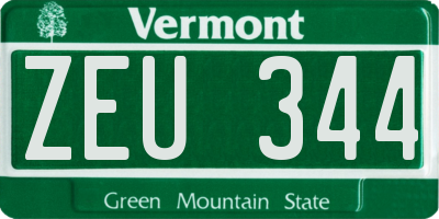 VT license plate ZEU344