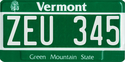 VT license plate ZEU345
