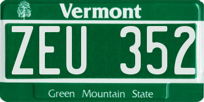 VT license plate ZEU352
