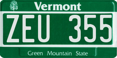 VT license plate ZEU355