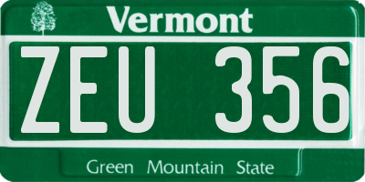 VT license plate ZEU356