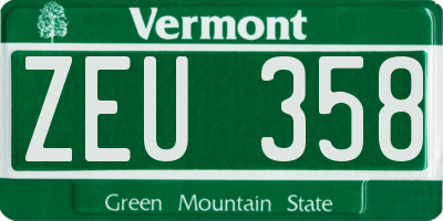 VT license plate ZEU358