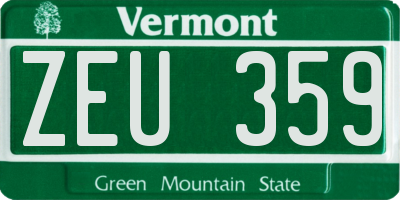 VT license plate ZEU359