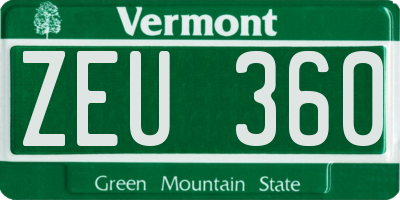 VT license plate ZEU360