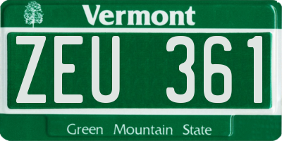 VT license plate ZEU361