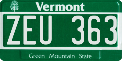 VT license plate ZEU363