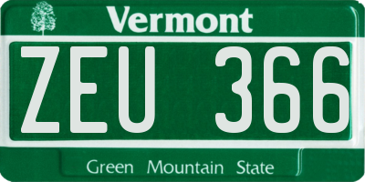 VT license plate ZEU366