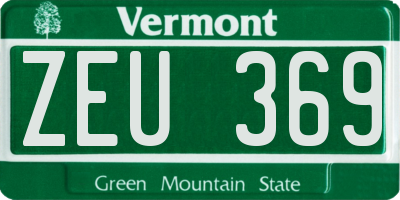 VT license plate ZEU369