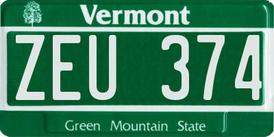 VT license plate ZEU374