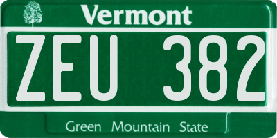 VT license plate ZEU382