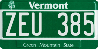 VT license plate ZEU385