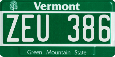 VT license plate ZEU386