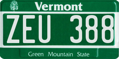 VT license plate ZEU388