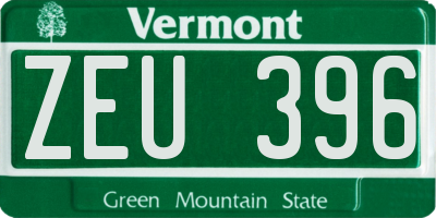 VT license plate ZEU396
