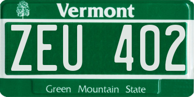 VT license plate ZEU402