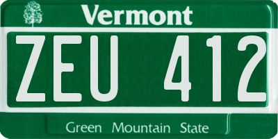 VT license plate ZEU412
