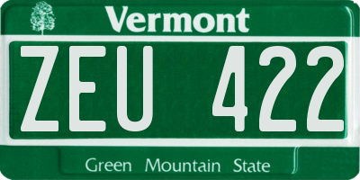 VT license plate ZEU422
