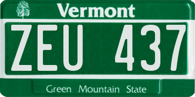 VT license plate ZEU437