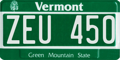 VT license plate ZEU450