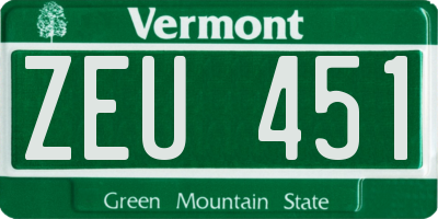 VT license plate ZEU451