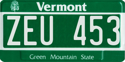 VT license plate ZEU453