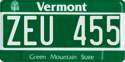 VT license plate ZEU455