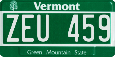 VT license plate ZEU459
