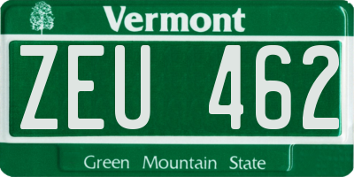VT license plate ZEU462