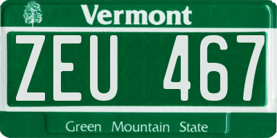 VT license plate ZEU467