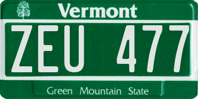 VT license plate ZEU477