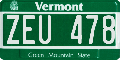 VT license plate ZEU478