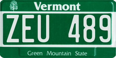 VT license plate ZEU489