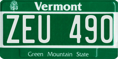 VT license plate ZEU490