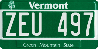 VT license plate ZEU497