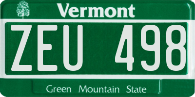 VT license plate ZEU498