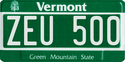 VT license plate ZEU500