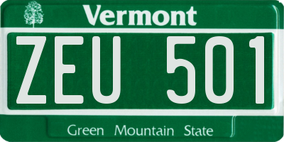 VT license plate ZEU501