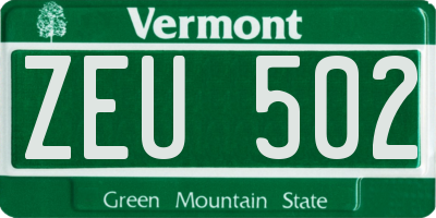 VT license plate ZEU502