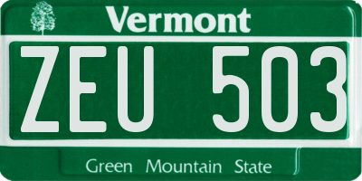 VT license plate ZEU503