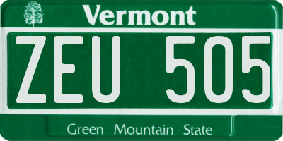 VT license plate ZEU505