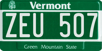 VT license plate ZEU507
