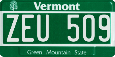VT license plate ZEU509