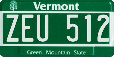 VT license plate ZEU512