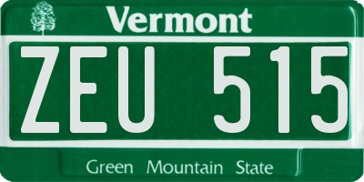VT license plate ZEU515