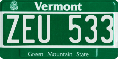 VT license plate ZEU533