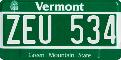 VT license plate ZEU534
