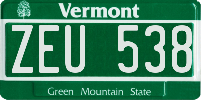 VT license plate ZEU538