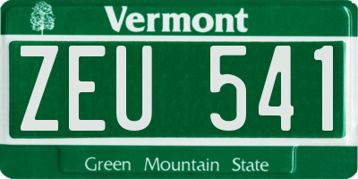 VT license plate ZEU541