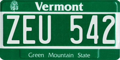VT license plate ZEU542