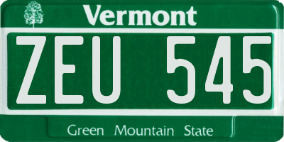 VT license plate ZEU545